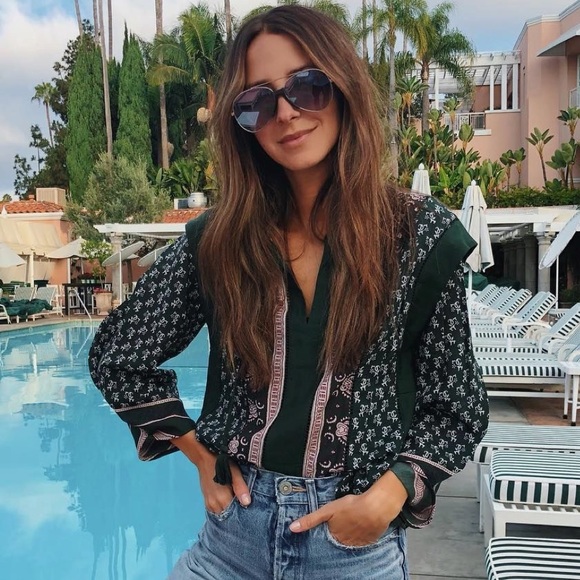 Sea New York Tops - Sea New York NY blouse green pattern cotton top tassels boho bohemian India 2 XS